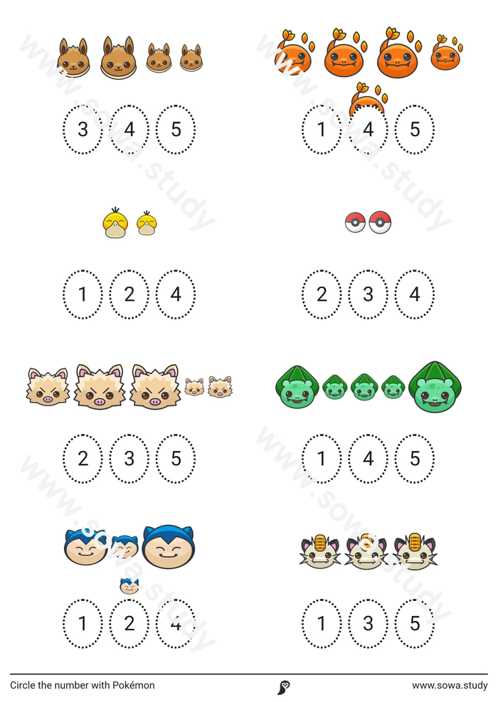 Circle the number with Pokémon – version 2
