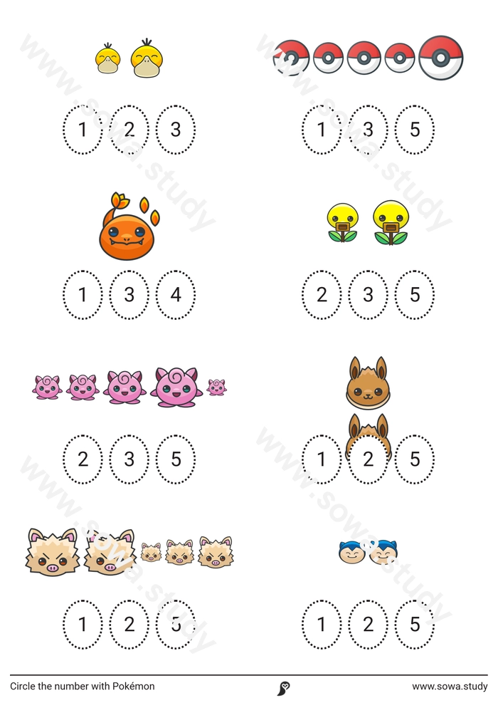 Circle the number with Pokémon – version 3