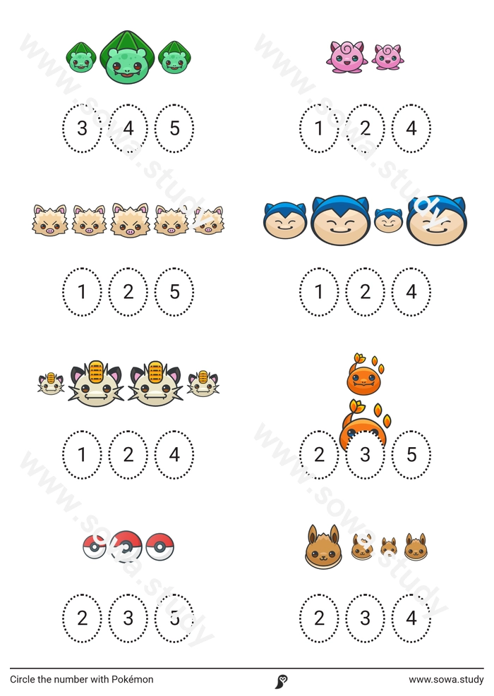 Circle the number with Pokémon – version 4