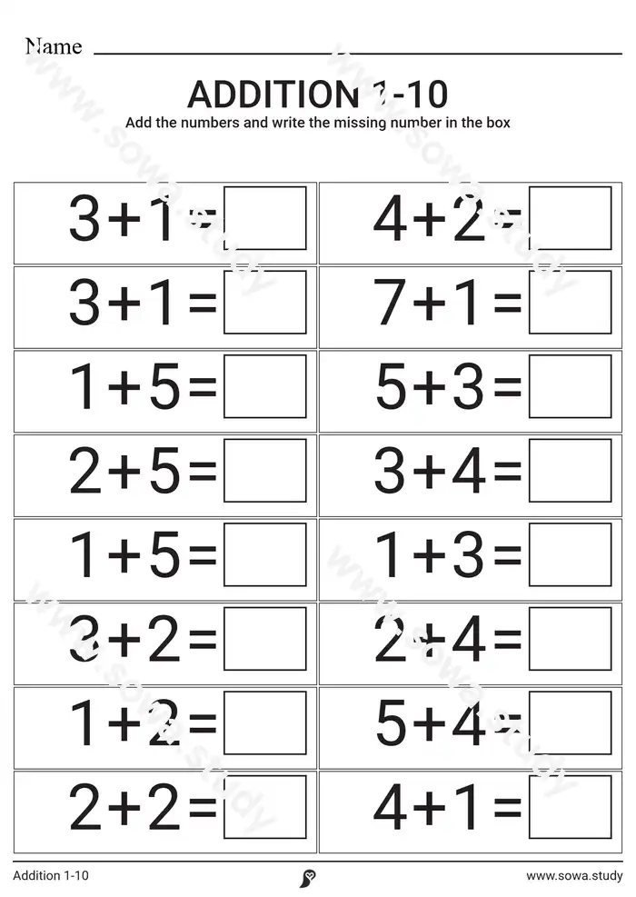 Suma 1-10 Suma 1-10 worksheet