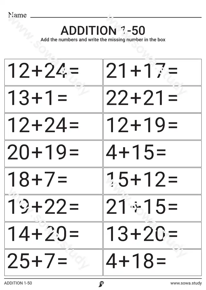 ADICIÓN 1-50 ADICIÓN 1-50 worksheet