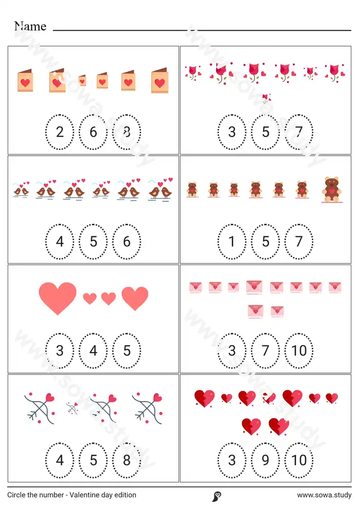 Circle the Number: Valentine's Day (Color) – version 1