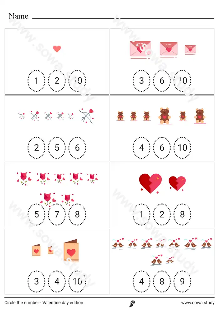 Circle the Number: Valentine's Day (Color) – version 2