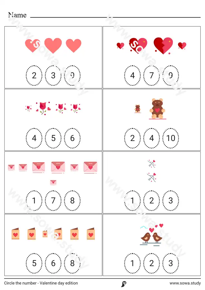 Circle the Number: Valentine's Day (Color) – version 3