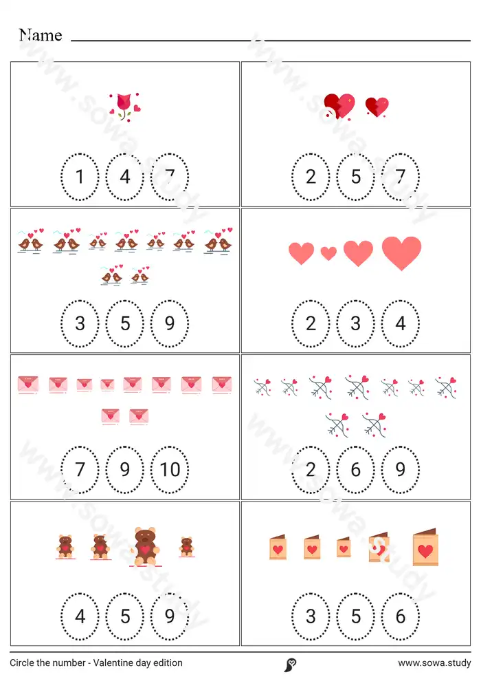 Circle the Number: Valentine's Day (Color) – version 4