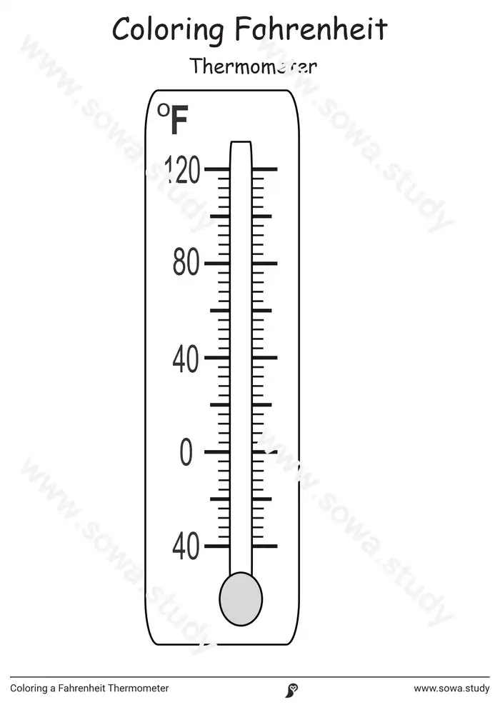 Color the Thermometer: Fahrenheit – version 3