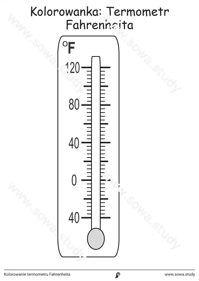 Kolorowanie termometru Fahrenheita Kolorowanie termometru Fahrenheita worksheet