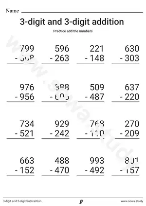 3-digit and 3-digit Subtraction