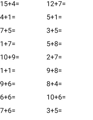 Adding for kindergarten 1-15