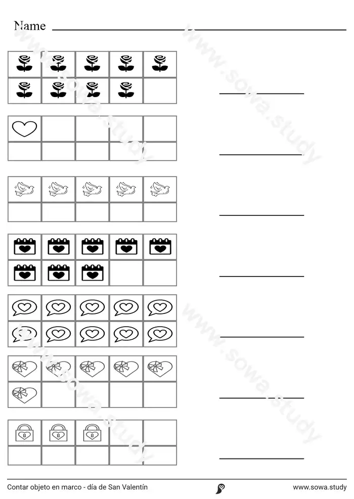 Contar objeto en marco - día de San Valentín Contar objeto en marco - día de San Valentín worksheet