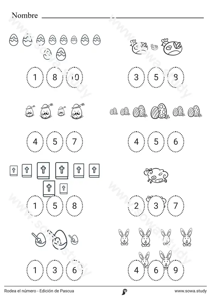 Rodea el número - Edición de Pascua Rodea el número - Edición de Pascua worksheet