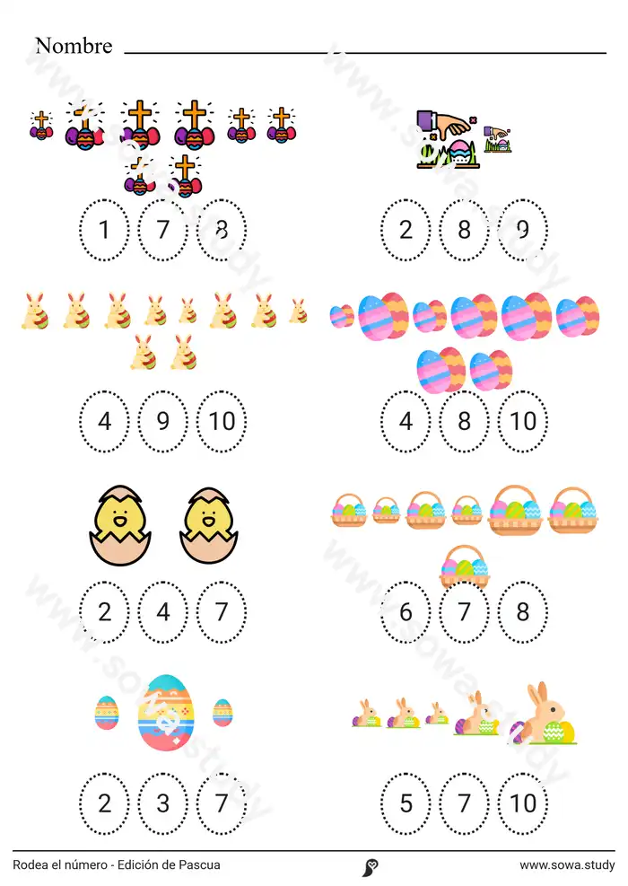 Rodea el número - Edición de Pascua Rodea el número - Edición de Pascua worksheet