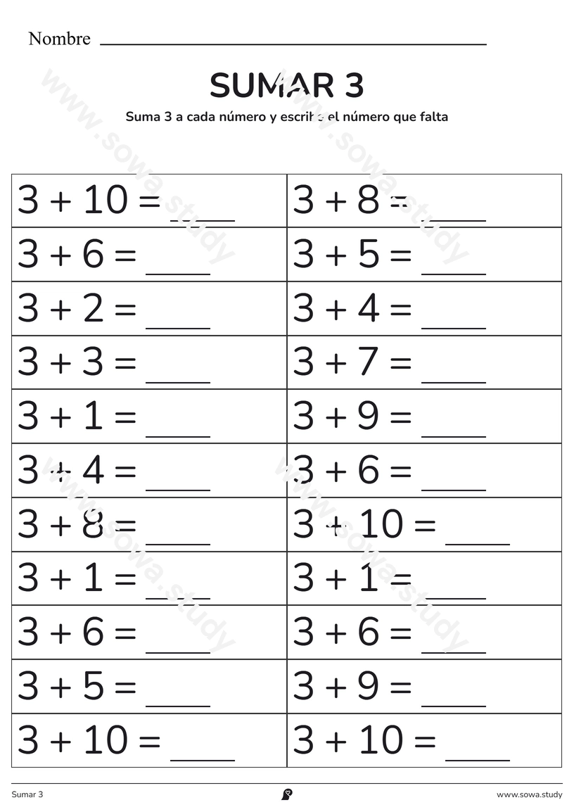 Sumar 3 – ficha para imprimir