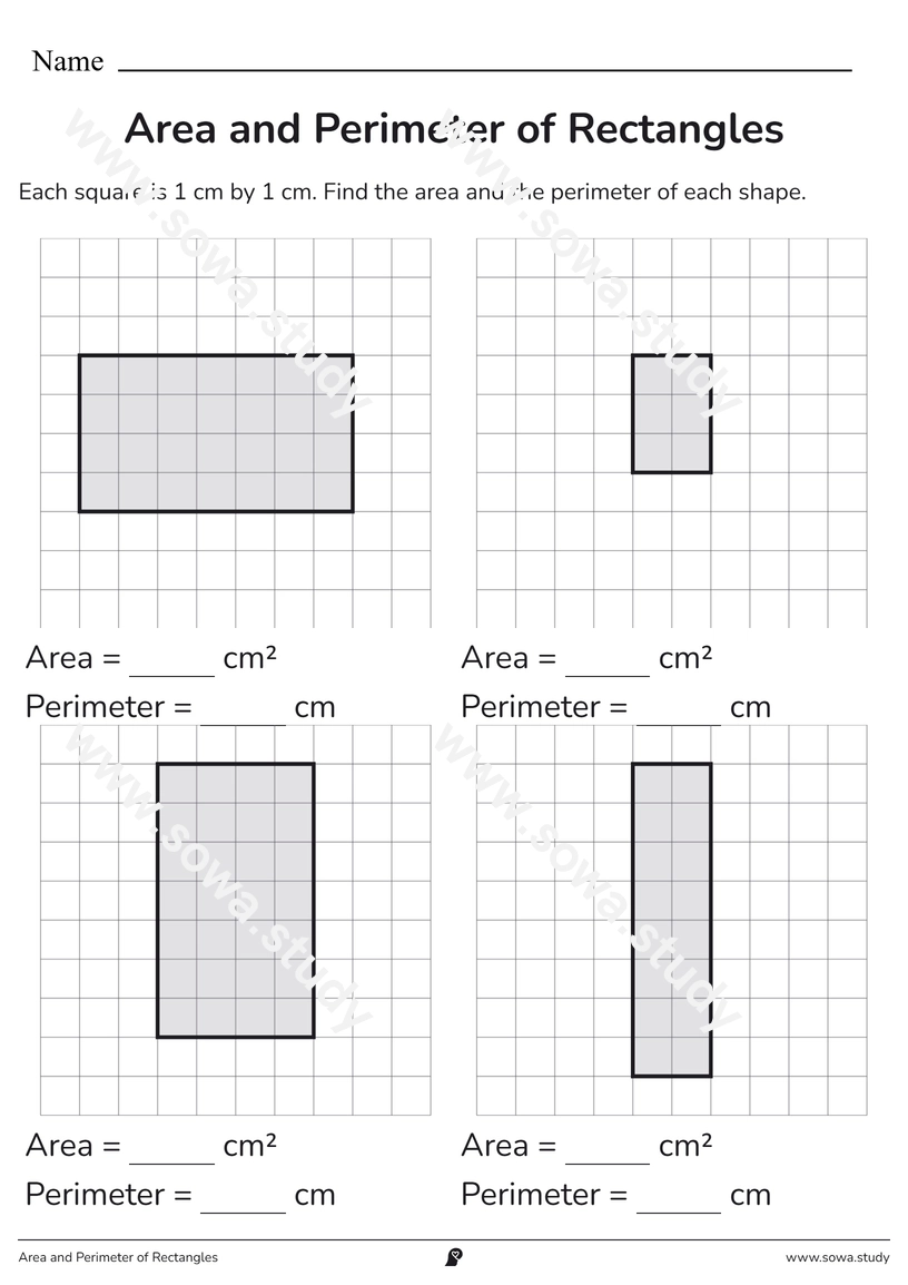 Area and Perimeter of Rectangles – printable worksheet