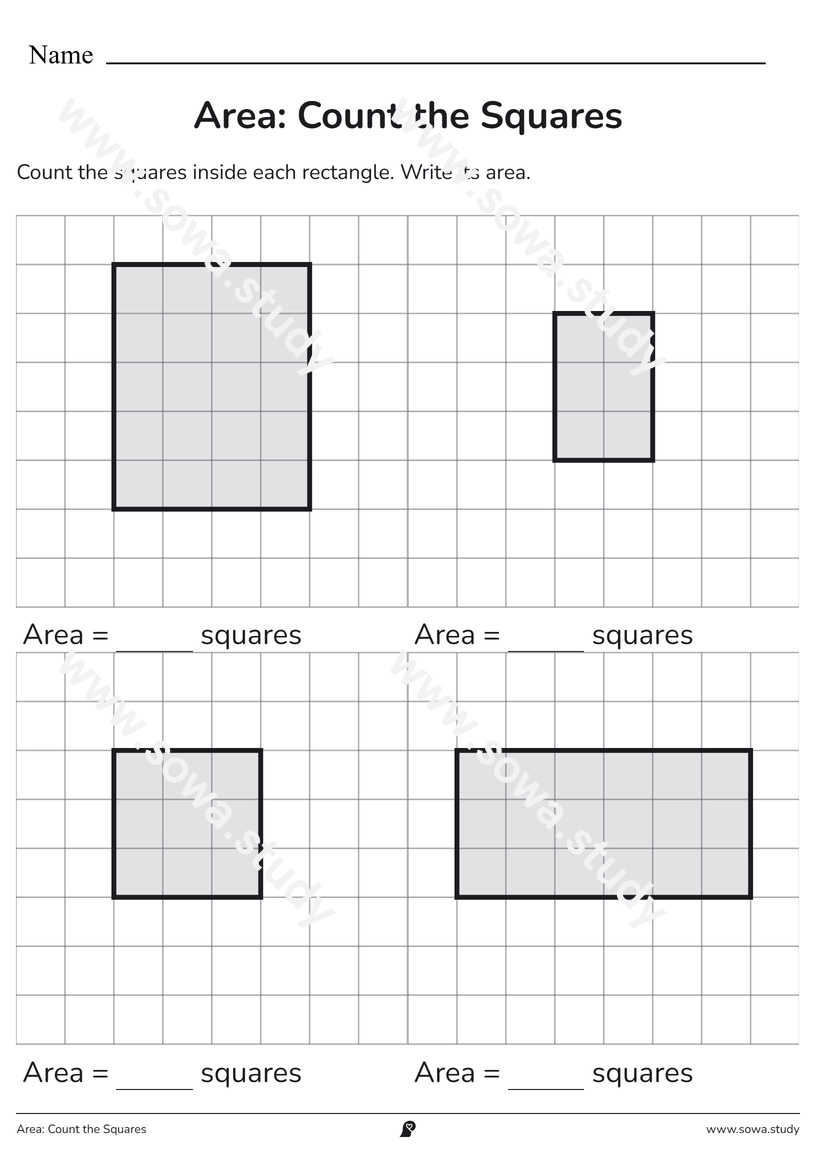 Area: Count the Squares – printable worksheet