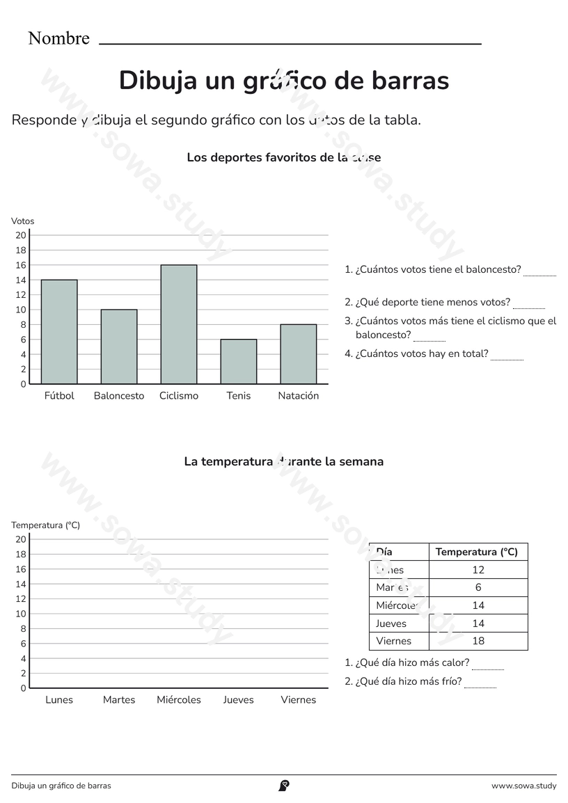 Dibuja un gráfico de barras – ficha para imprimir