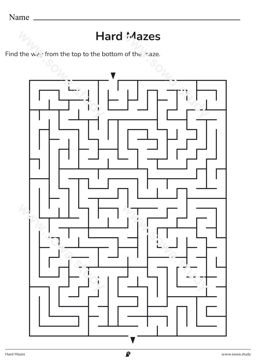 Hard Mazes – free printable worksheet
