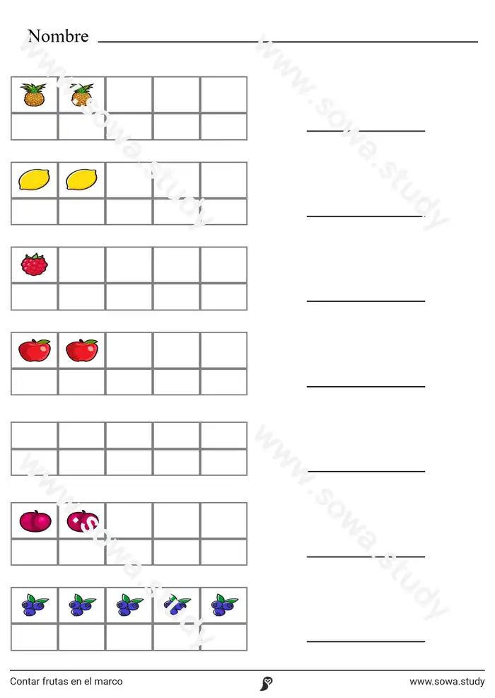 Contar frutas en el marco Contar frutas en el marco worksheet