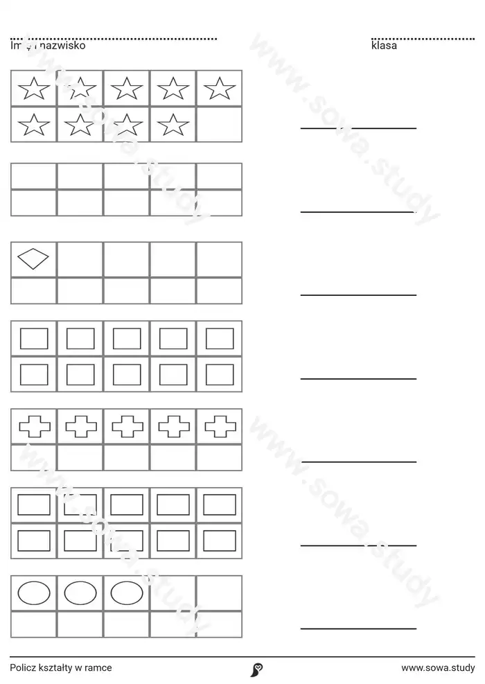 Policz kształty w ramce Policz kształty w ramce worksheet