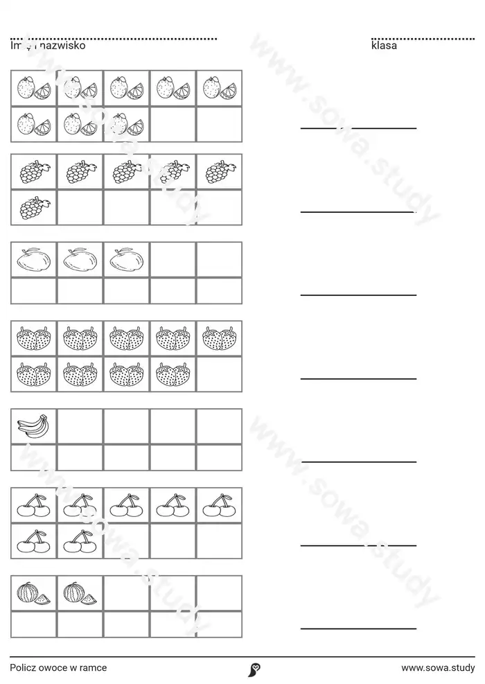 Policz owoce w ramce Policz owoce w ramce worksheet
