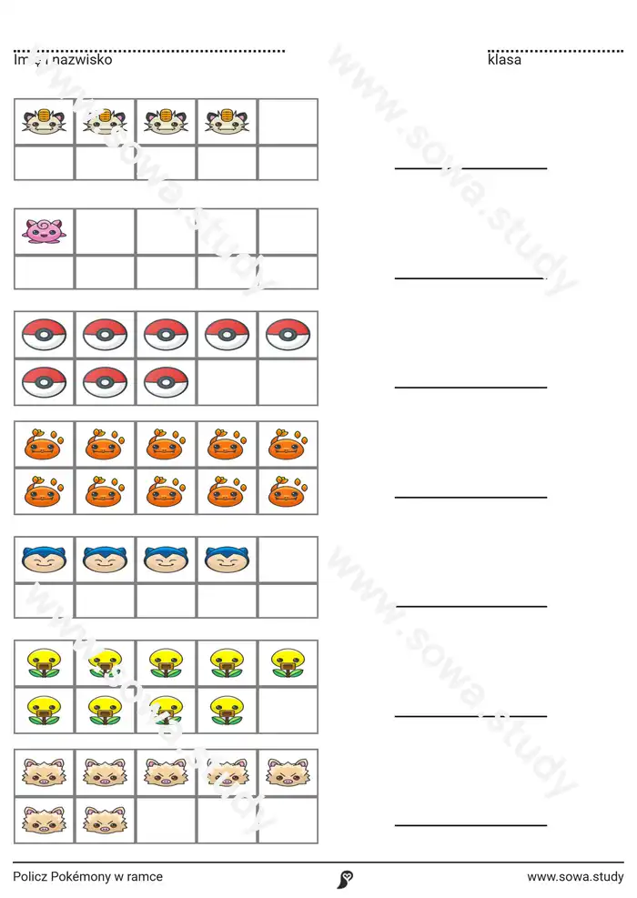Policz Pokémony w ramce Policz Pokémony w ramce worksheet