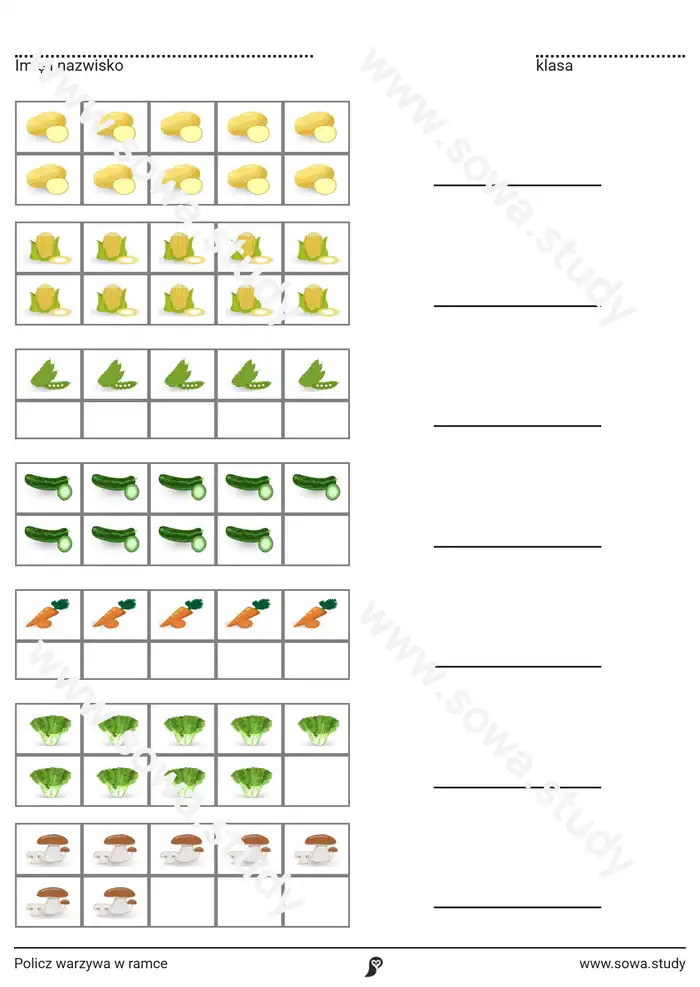 Policz warzywa w ramce Policz warzywa w ramce worksheet