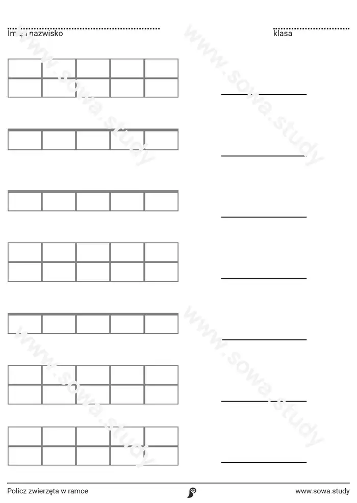Policz zwierzęta w ramce Policz zwierzęta w ramce worksheet