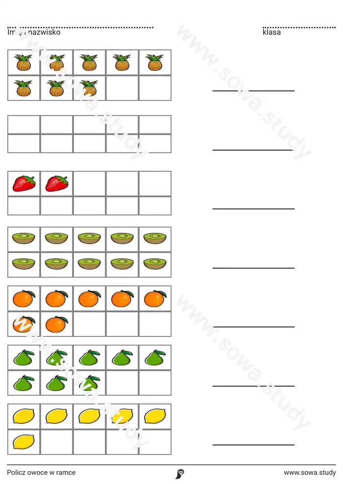 Policz owoce w ramce Policz owoce w ramce worksheet